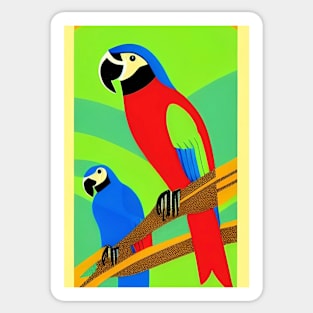 2 BEAUTIFUL PARROTS LIGHT GREEN BACKGROUND Sticker